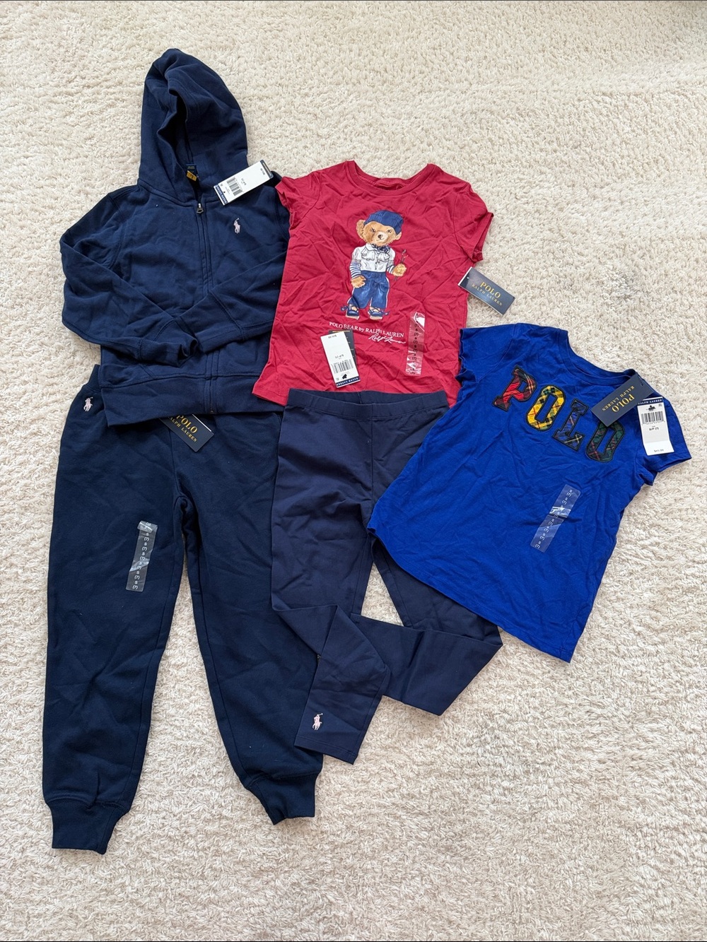 Polo by Ralph Lauren Kids Hoodie & Pants Set with Red and Blue LOT OF 5 S(7)